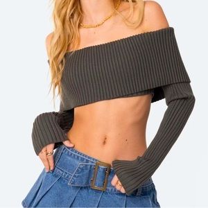Edikted Green Sweater Crop Top